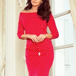 Sukienka Model 13-98 Red Groszki - Numoco