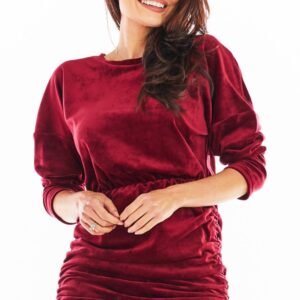 Sukienka Model A405 Welur Bordo - awama