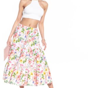 Spódnica Model T345/2 Wielokolorowe Kwiaty - Tessita