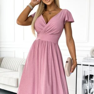 Sukienka Model Matilde 425-2 Powder Pink/Brokat - Numoco