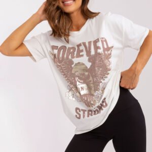 T-shirt Damski Model TW-TS-OB057.50 Ecru - Och Bella