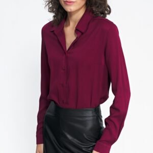 Bordowa koszula z wiskozy K72 Bordo - Nife