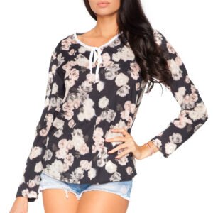 Bluzka Model Kornelia 4 Dark Flowers/White - Tessita